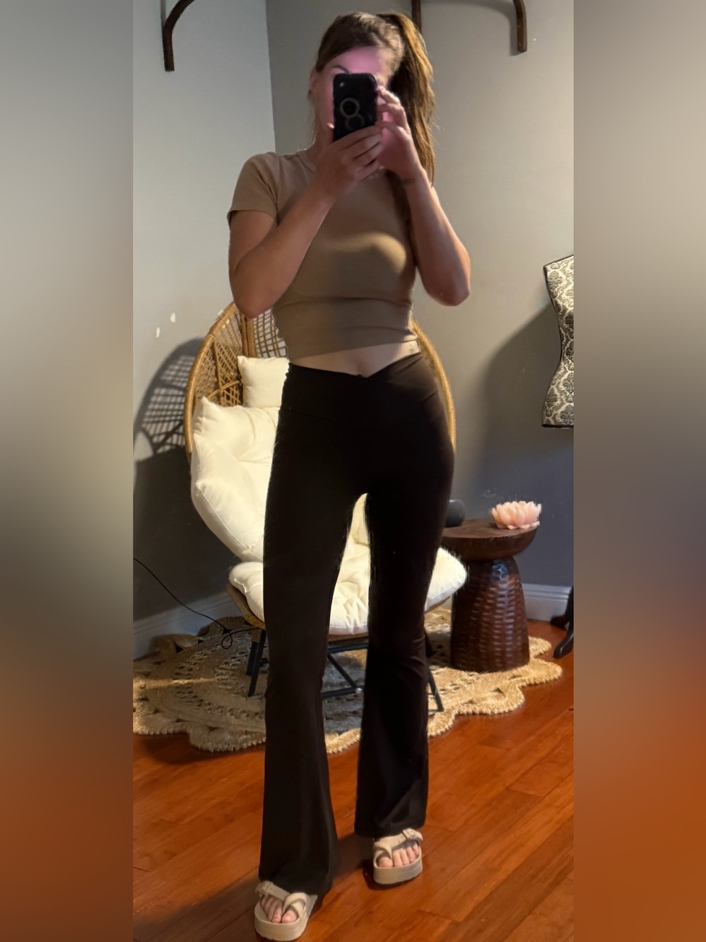 Offline by Aerie real me high waisted crossover flare leggings